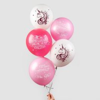 Шар латексный 12" "Волшебного дня рождения", единорожка, 5 шт