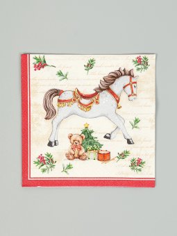 Салфетки бумажные трёхслойные «Новогодняя лошадка, 25 шт.