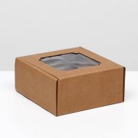 Коробка сборная, крышка-дно, с окном 25 х 21 х 10 см
