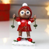 Сувенир полистоун "Совушка на лыжах"