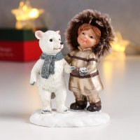 Сувенир полистоун "Девочка с белым мишкой"
