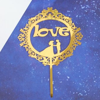 Топпер Love, акрил, цвет золотой