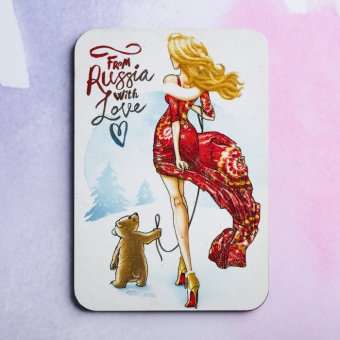 Деревянный магнит «From Russia with love»