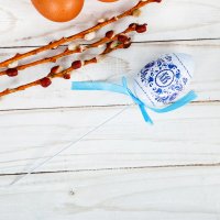 Яйцо пасхальное на палочке "ХВ" (гжель)