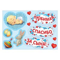 Набор магнитов на авто "Любимая, спасибо за сына! Зайчик"