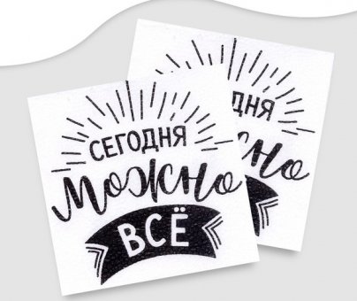 Салфетки бумажные «Сегодня можно всё», 24х24 см, 20 шт.
