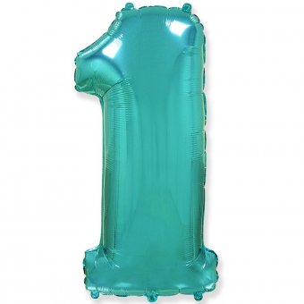 Шар фольга Цифра 1, тифани, 40"