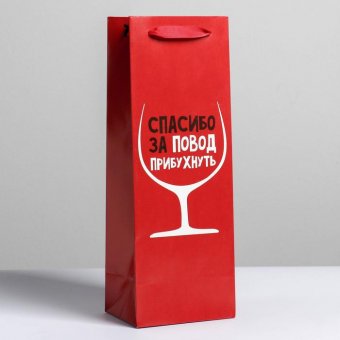 Пакет ламинированный под бутылку «Спасибо за повод»