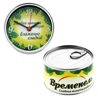 Часы в консервной банке "Временель - минуты радости"