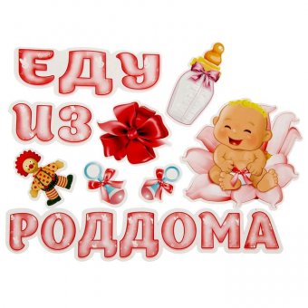 Набор магнитов на авто «Еду из роддома» девочка